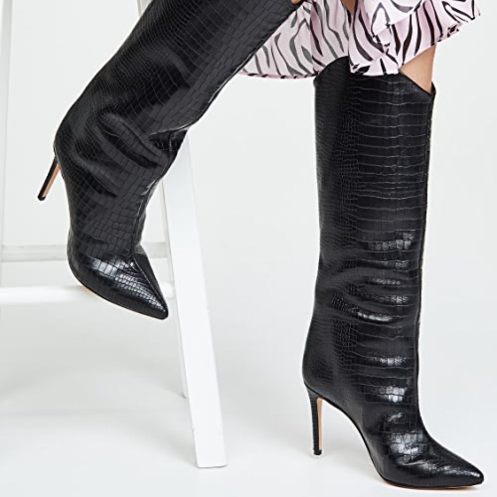 Schutz Maryana Croc Boots Black Size 9